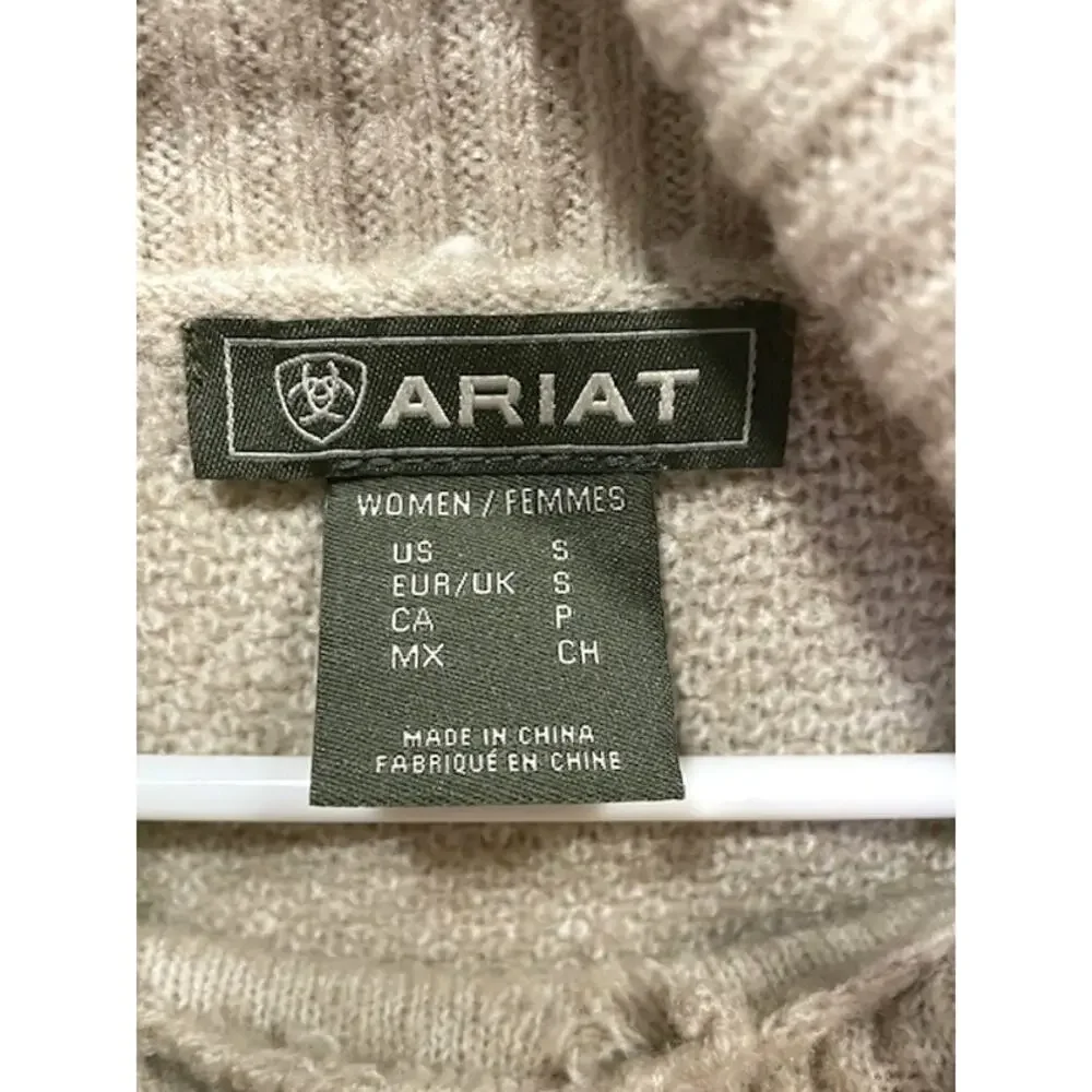 Ariat Women's Montara Wool Blend Cowl Neck Sweater Sz Small Oatmeal